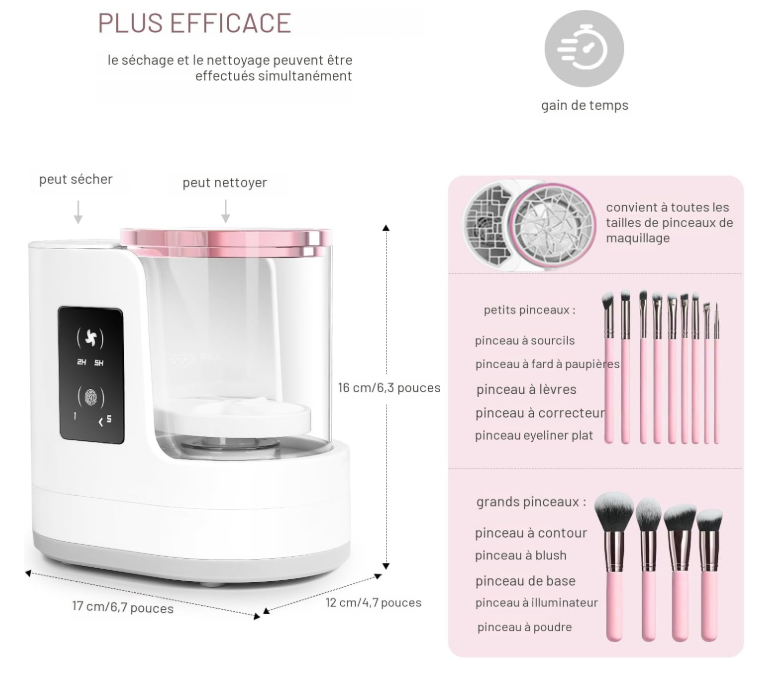 Automatic Makeup Brush Cleaner & Dryer 3-in-1